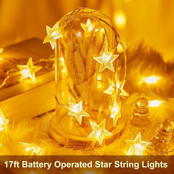 Star String Lights Battery Operated - 17 ft 50 LED Star Fairy String Lights with - Picture 6 of 9